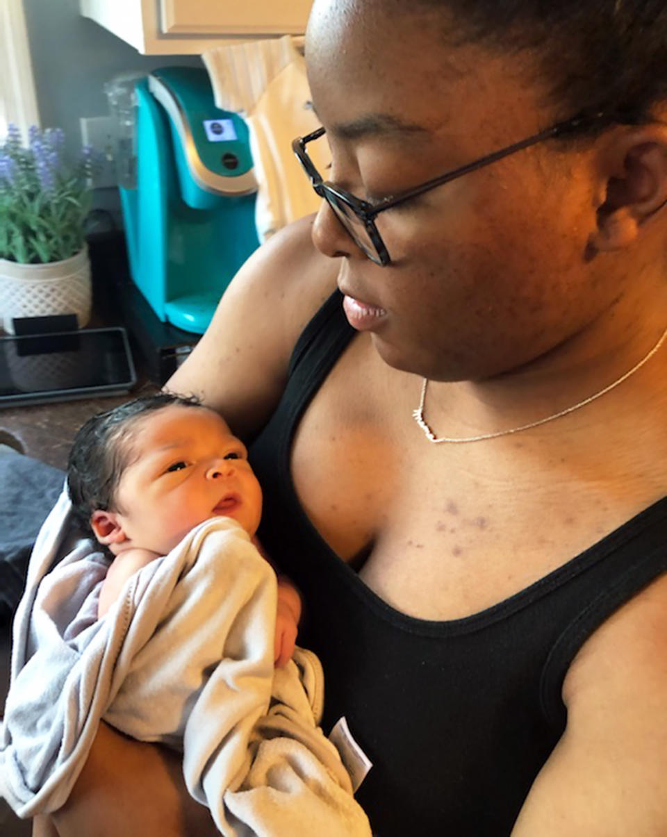 Shakia Harris with her son Kingston, just hours before he experienced a BRUE. (Courtesy Shakia Harris)