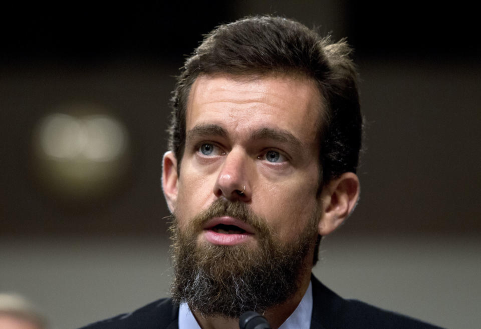 Twitter CEO Jack Dorsey testifies before the Senate Intelligence Committee hearing on Capitol Hill, Wednesday, Sept. 5, 2018, in Washington. (AP Photo/Jose Luis Magana)