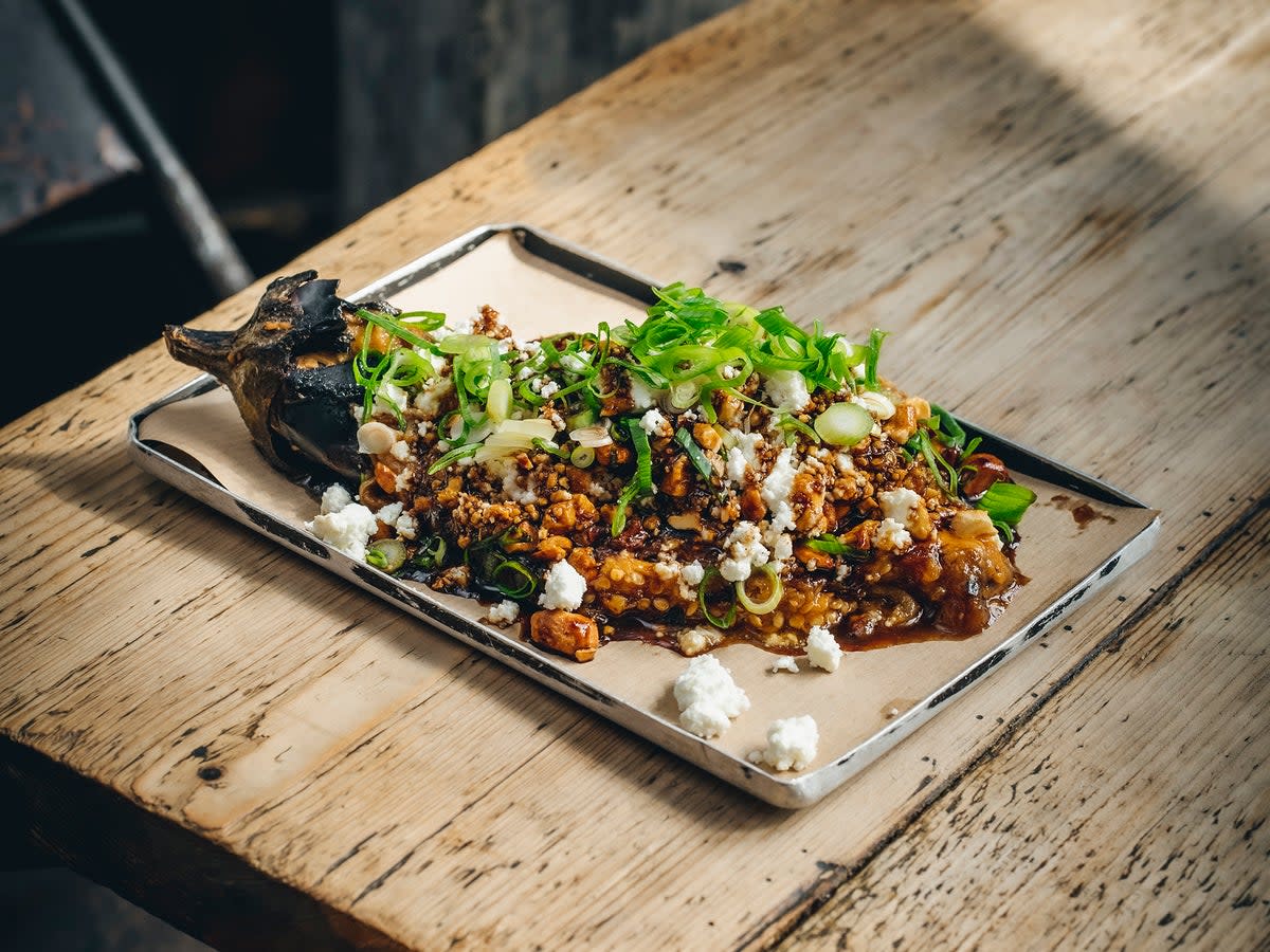 This simple barbecued aubergine recipe makes a great vegetarian main dish  (SMOKESTAK)