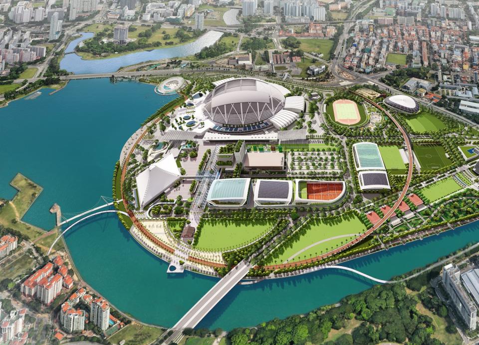 Artist impression of the Kallang Alive precinct that includes the Sports Hub. (ILLUSTRATION: Sport Singapore)