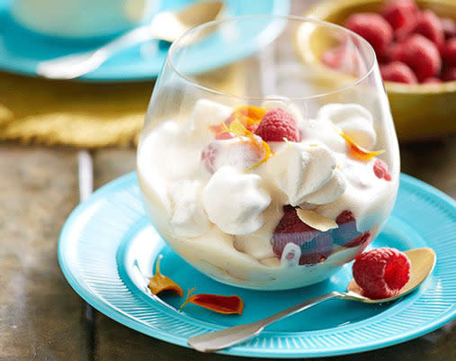 Raspberries and Meringue with Prosecco Sabayon