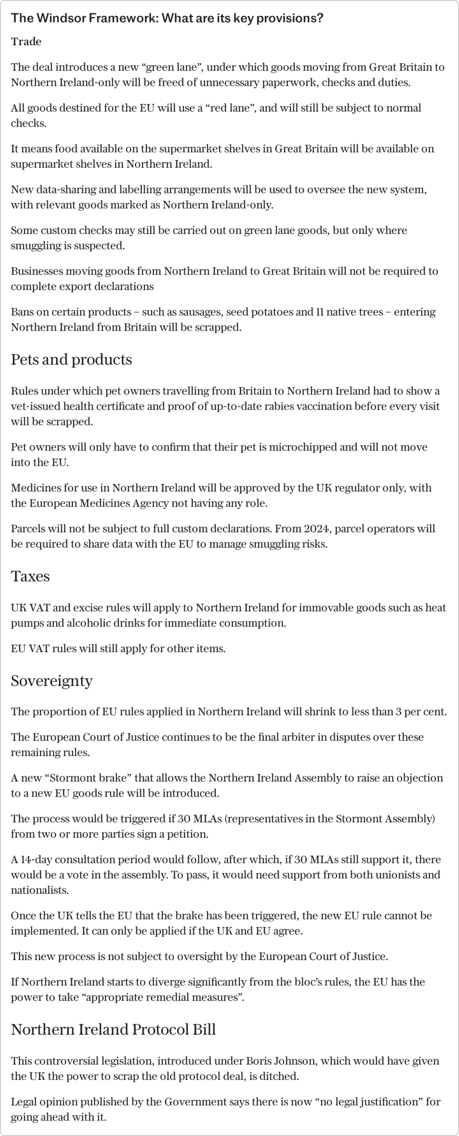 The Windsor Framework: Key Provisions