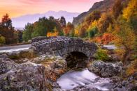 <p>One of the most photographed bridges in the Lake District, Ashness Bridge is a real hidden gem. It's a traditional stone-built bridge on the single-track road from the Borrowdale road and makes an excellent autumn wander. </p><p><a class="link " href="https://www.cumbria.com/attractions/ashness-bridge" rel="nofollow noopener" target="_blank" data-ylk="slk:MORE INFO;elm:context_link;itc:0;sec:content-canvas">MORE INFO</a></p>