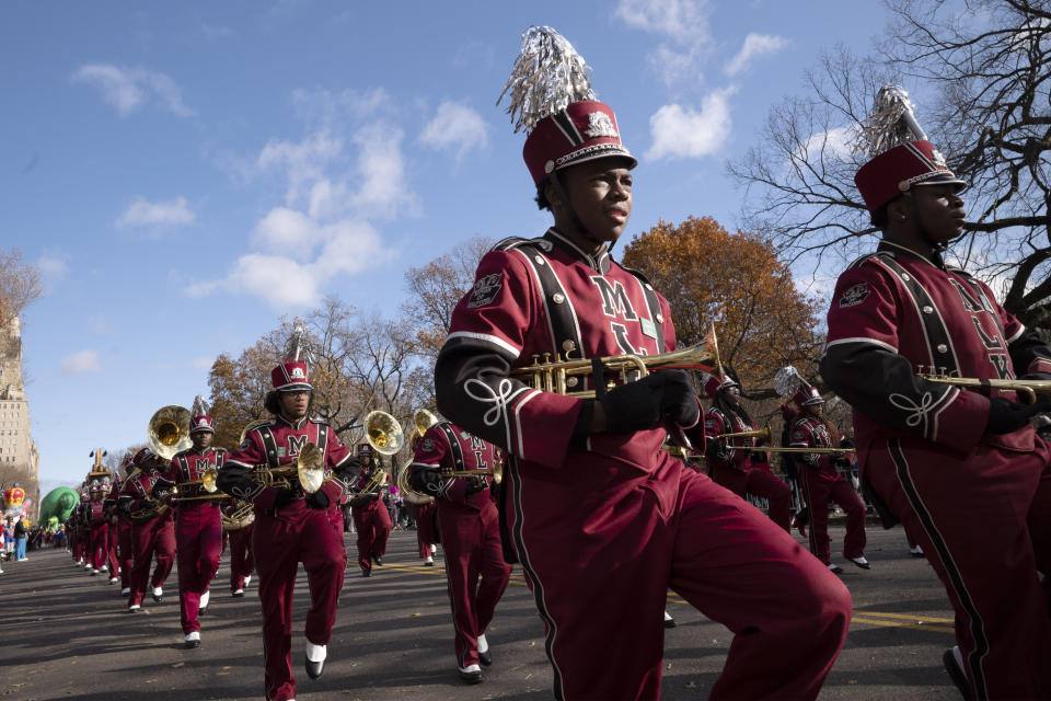 The Martin Luther King Jr. marching band from Lithonia, Ga. participates in the Macy's Thanksgiving Day Parade, Thursday, Nov. 28, 2019, in New York. (AP Photo/Mark Lennihan)