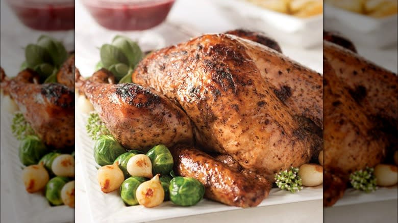 Roast turkey with Brussels sprouts