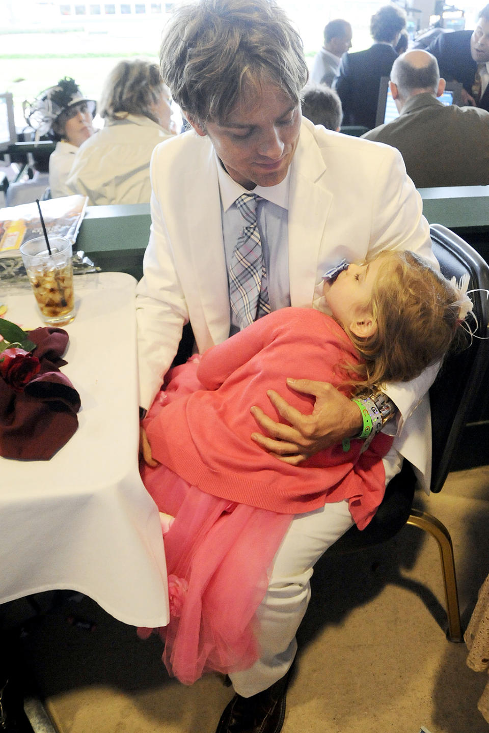 <p>Anna Nicole’s daughter was so young when she first attened the derby that she needed a nap before the day was over. What a cutie! (Photo: Jeff Gentner/Getty Images) </p>