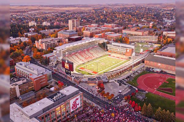 An overhead shot of Pullman, Washington during ESPN College GameDay on Oct. 20, 2018.