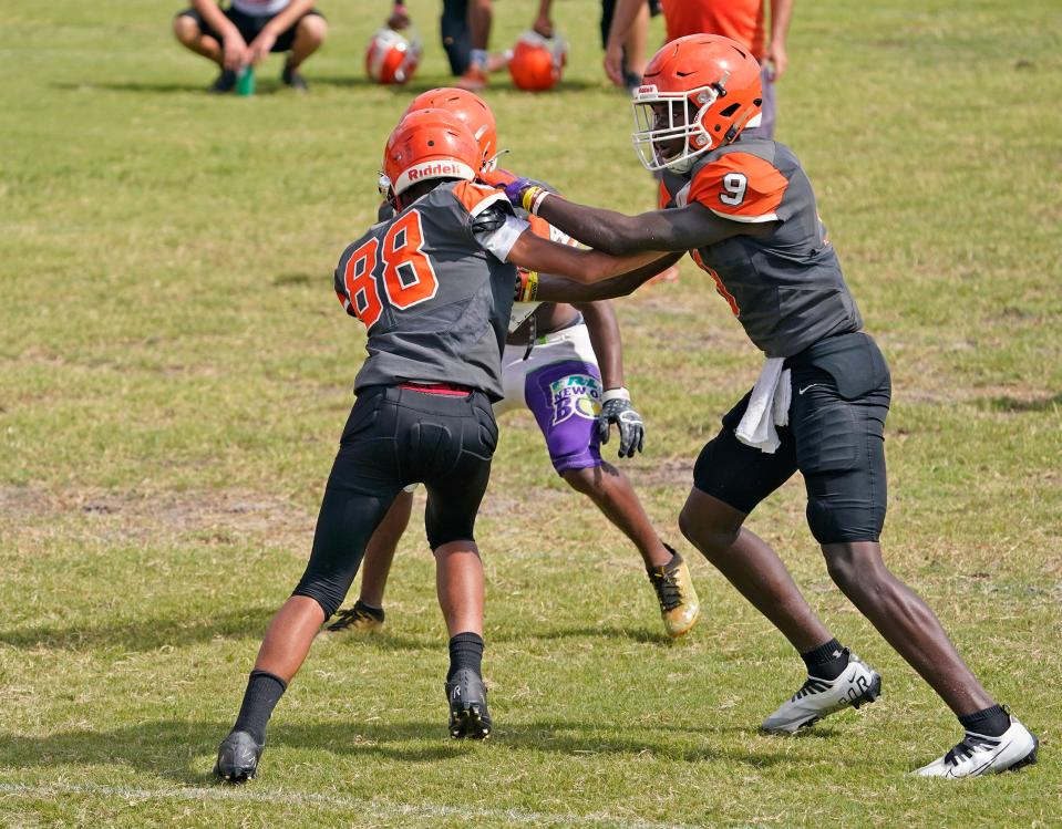 University's Vernon Woodward NO. 9 during football practice, Wednesday, August, 10, 2022.