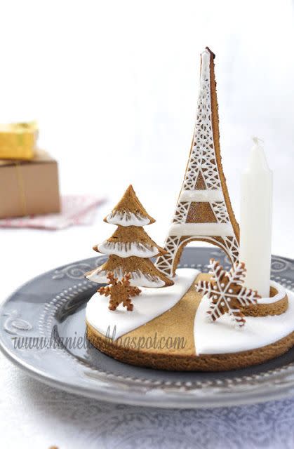 <p>The magic of the Eiffel Tower during the holidays is unmatched — until you bring the magic to your dining room in cookie form.</p><p><em><a href="https://www.hanielas.com/2011/12/eiffel-tower-gingerbread-centerpiece.html" rel="nofollow noopener" target="_blank" data-ylk="slk:See more at Haniela's »;elm:context_link;itc:0;sec:content-canvas" class="link ">See more at Haniela's »</a></em></p>