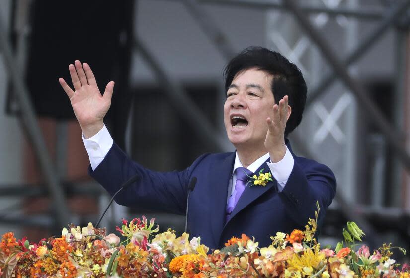 Taiwan's President Lai Ching-te delivers a speech during his inauguration ceremony in Taipei, Taiwan, Monday, May 20, 2024.