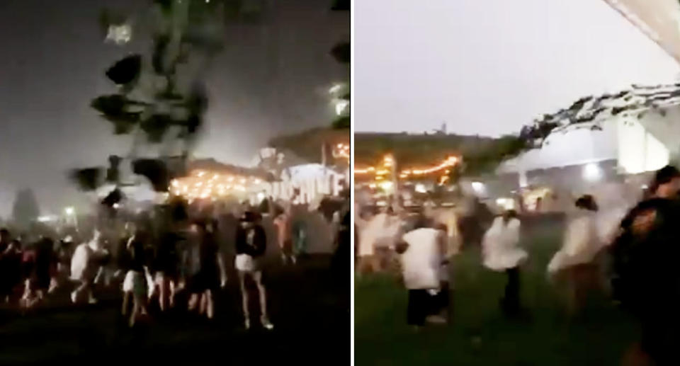 A wild thunderstorm lashed the festival before the headline act. Source: Twitter/Gabriellemxry