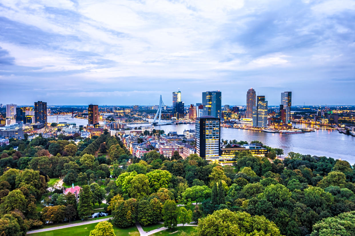 Rotterdam Skyline in sunset