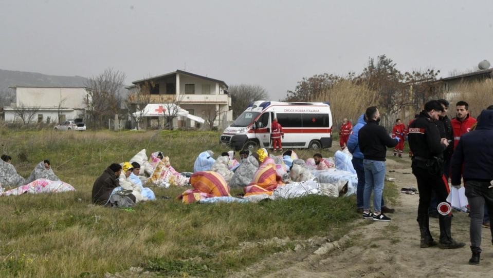 At least 33 bodies were found on the beach and in the sea near Crotone (EPA)