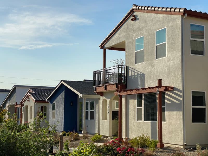 A view shows newly-built houses in Chico, California