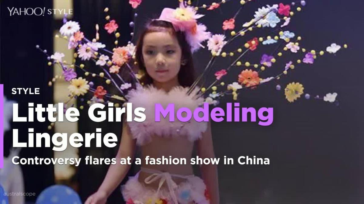 Clothing company has little girls model in child's lingerie line