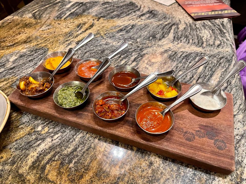 the dips that come with the bread service at sanaa disney world