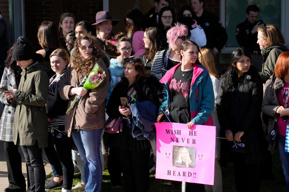 Supporters of Johnny Depp gathered outside the courthouse in Fairfax, Va. on April 11, 2022, for the start of the multi-million libel case between Depp and his ex-wife Amber Heard.