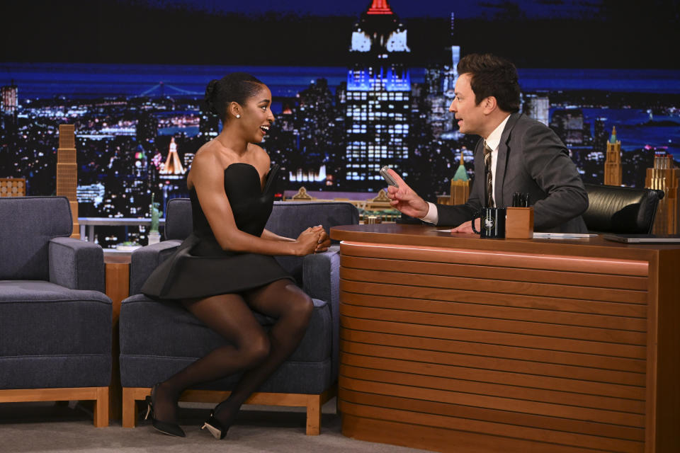 Ayo Edebiri, Manolo Blahnik, slingback, pumps, Marc Jacobs, "The Tonight Show."