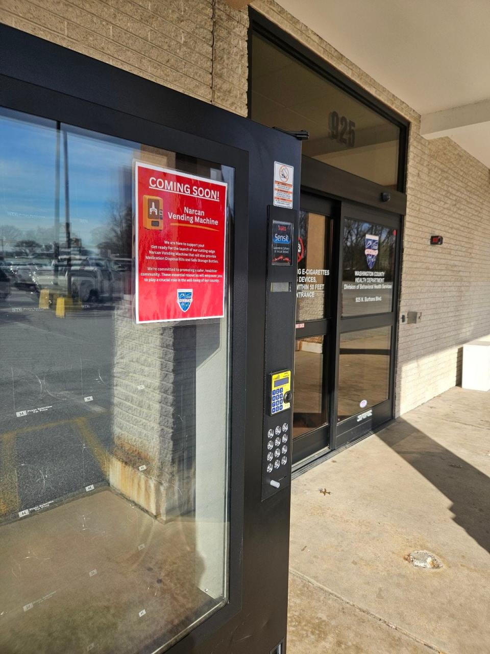 New vending machines offering free doses of naloxone (Narcan) — the medication to reverse opioid overdoses — alongside other public health and wellness resources have been placed at three area locations thanks to grant funding through the Washington County Health Department.