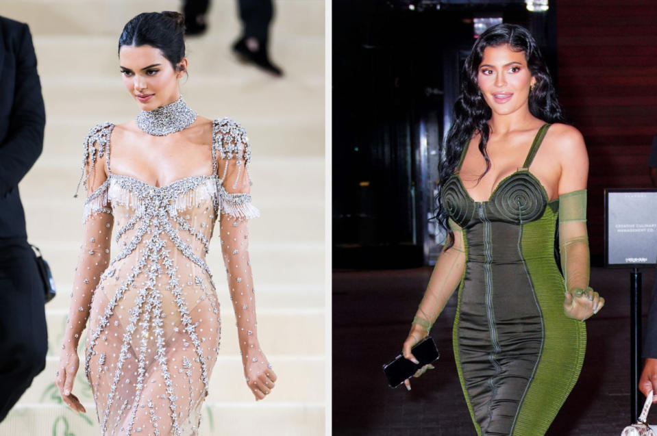 Side-by-sides of Kendall and Kylie on a red carpet