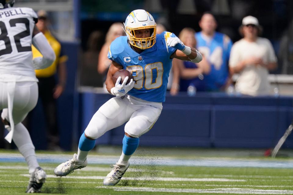 Chargers running back Austin Ekeler had just 5 rushing yards on four carries in Week 3, but caught eight passes for 48 yards.