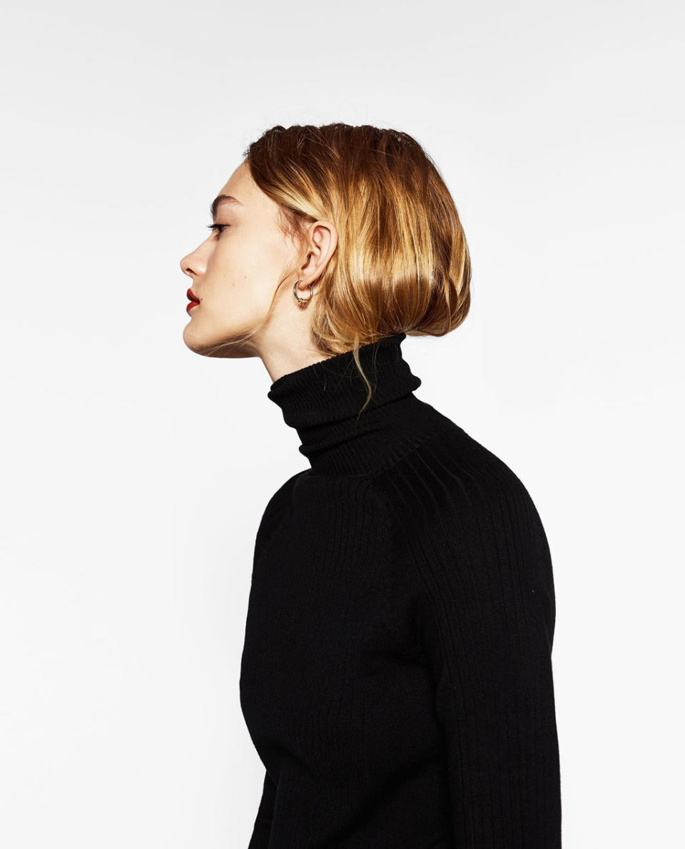 <p><a rel="nofollow noopener" href="http://www.zara.com/us/en/woman/knitwear/turtlenecks/ribbed-high-collar-sweater-c688003p4310765.html" target="_blank" data-ylk="slk:Ribbed High Collar Sweater, $30;elm:context_link;itc:0;sec:content-canvas" class="link ">Ribbed High Collar Sweater, $30</a></p> <ul> <strong>Related Articles</strong> <li><a rel="nofollow noopener" href="http://thezoereport.com/fashion/style-tips/box-of-style-ways-to-wear-cape-trend/?utm_source=yahoo&utm_medium=syndication" target="_blank" data-ylk="slk:The Key Styling Piece Your Wardrobe Needs;elm:context_link;itc:0;sec:content-canvas" class="link ">The Key Styling Piece Your Wardrobe Needs</a></li><li><a rel="nofollow noopener" href="http://thezoereport.com/beauty/makeup/anastasia-beverly-hills-lip-palette/?utm_source=yahoo&utm_medium=syndication" target="_blank" data-ylk="slk:Anastasia Beverly Hills’ Latest Launch Could Be The Next Cult Product;elm:context_link;itc:0;sec:content-canvas" class="link ">Anastasia Beverly Hills’ Latest Launch Could Be The Next Cult Product</a></li><li><a rel="nofollow noopener" href="http://thezoereport.com/fashion/style-tips/winter-layering-outfit-ideas/?utm_source=yahoo&utm_medium=syndication" target="_blank" data-ylk="slk:4 Fashion-Girl Layering Tricks That'll Actually Keep You Warm This Winter;elm:context_link;itc:0;sec:content-canvas" class="link ">4 Fashion-Girl Layering Tricks That'll Actually Keep You Warm This Winter</a></li></ul>