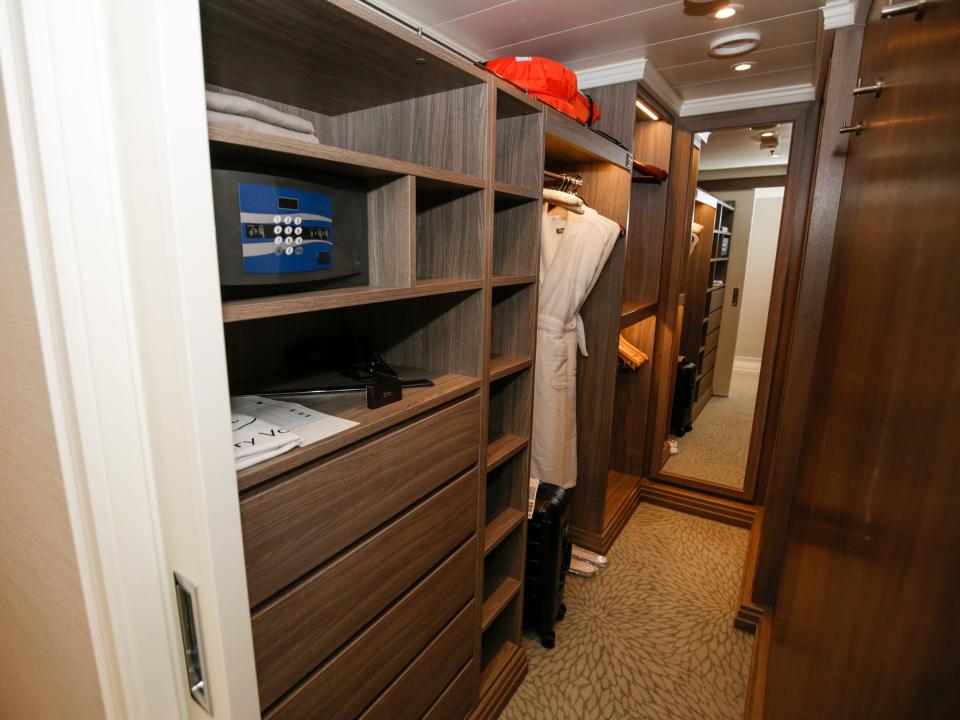 walk in closet in Regent Seven Seas Cruises Grandeur's cabin