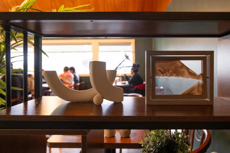 Traditional Japanese decor graces the space at Engawa Fusion restaurant at 7301 Stockton Blvd. in south Sacramento on Saturday, May 4, 2024.