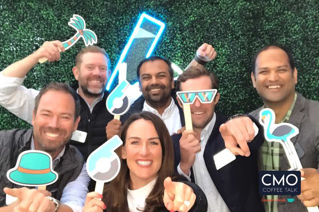 The 6sense executive team shares a laugh at the CMO Coffee Talk in San Francisco.