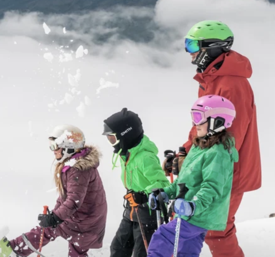 Family skiing together