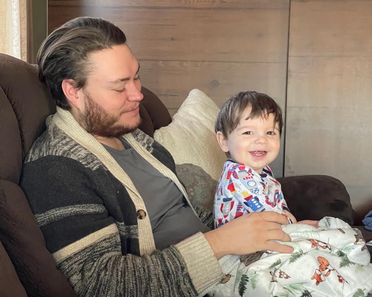 Joshua Engberg, left, is shown with his son, Mark Engberg, who was diagnosed with Spinal Muscular Atrophy (SMA) after he was born. SMA is a genetic disease affecting the central and peripheral nervous systems and voluntary muscle movement. Mark receives therapy from the Marion County Board of Developmental Disabilities (MCBDD) and Help Me Grow Early Intervention (EI) program.