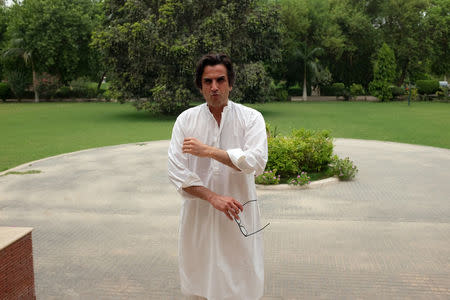 Makhdum Khusro Bakhtyar, a Pakistani landowner and politician poses for a picture after an interview with Reuters at his home in Mianwali Qureshian, a village in southern Punjab, Pakistan June 27, 2018. Picture taken June 27, 2018. REUTERS/Drazen Jorgic