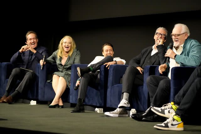 <p>Jeff Kravitz/FilmMagic</p> From Left to Right: Matthew Macfayden, J. Smith-Cameron, Kieran Culkin, Alan Ruck, and Brian Cox appear onstage at the 'Succession' FYC Event at Paramount Pictures Studios on January 16, 2024