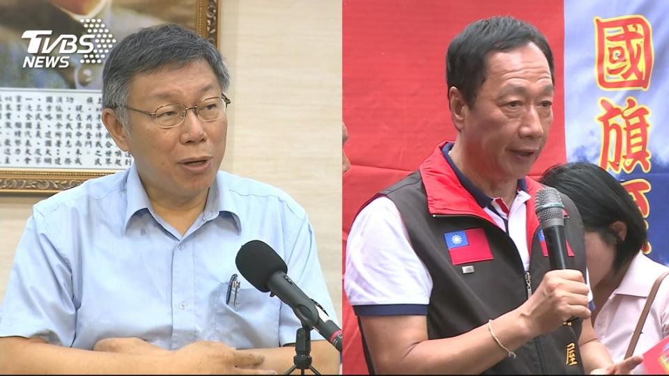 台北市長柯文哲(左)、鴻海創辦人郭台銘(右)。圖／TVBS資料畫面