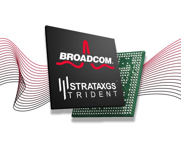 A Broadcom StrataXGS Trident chip.