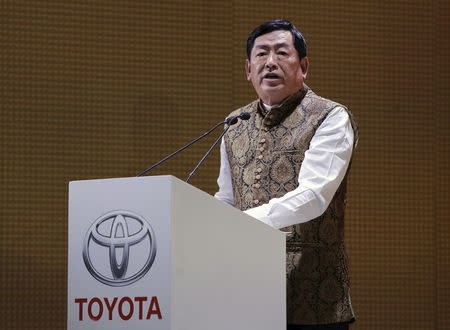 Kyoichi Tanada, Toyota's CEO of Asia, the Middle East and North Africa, addresses the media during the launch of their new Toyota Innova car at the Indian Auto Expo in Greater Noida, on the outskirts of New Delhi, India, February 3, 2016. REUTERS/Anindito Mukherjee