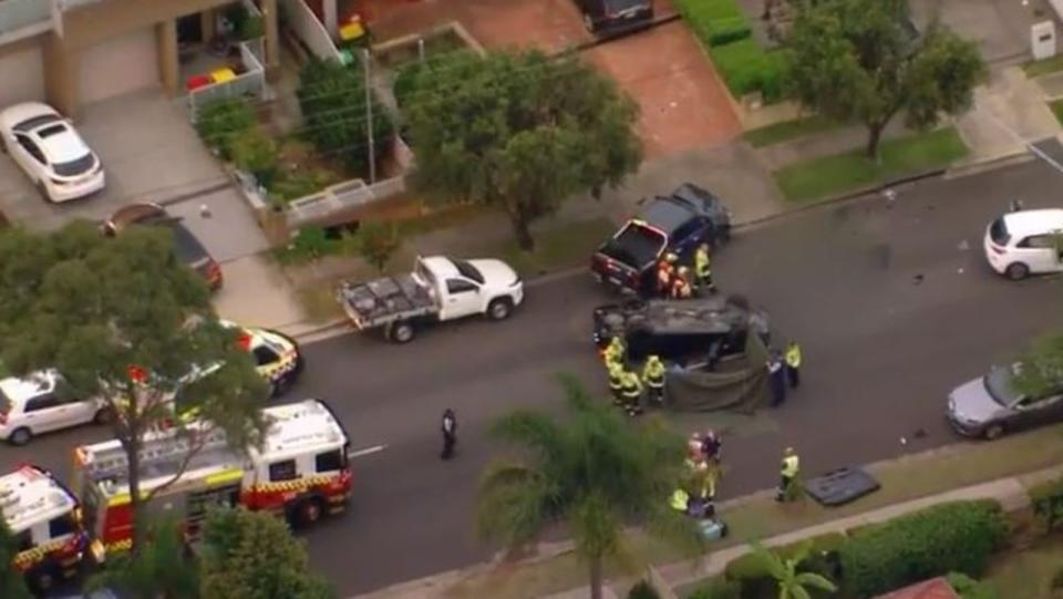Both drivers were taken to Westmead Hospital for mandatory testing while a crime scene has been established. Picture: 9 News
