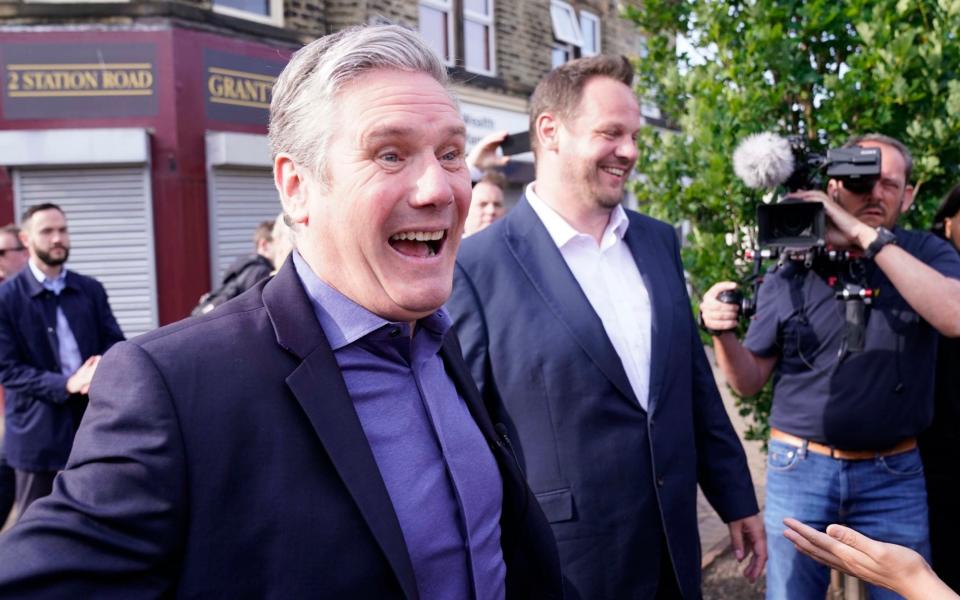 Sir Keir Starmer meets with new Wakefield MP Simon Lightwood in Ossett Market  - Danny Lawson/PA 