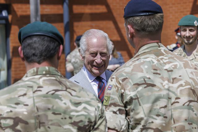 <p>Press Association via AP Images</p> King Charles visits Gibraltar Barracks in Minley, Hampshire