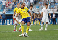 Soccer Football - World Cup - Group F - Sweden vs South Korea - Nizhny Novgorod Stadium, Nizhny Novgorod, Russia - June 18, 2018 Sweden's Andreas Granqvist scores their first goal from a penalty REUTERS/Murad Sezer