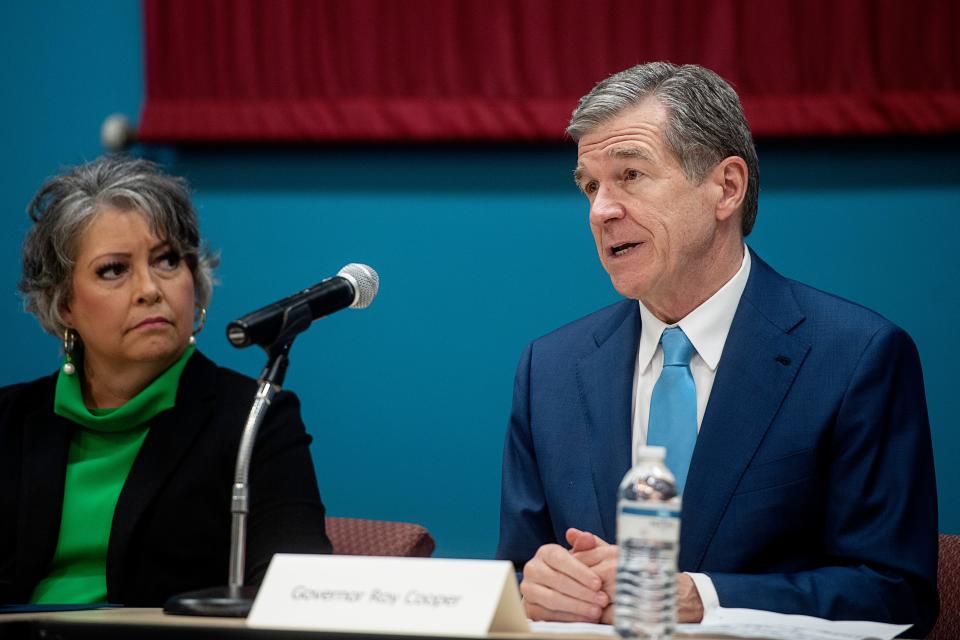 Democratic Gov. Roy Cooper led a roundtable discussion with local educational leaders at Asheville-Buncombe Technical Community College on June 30 to discuss how education bills will impact local school districts.