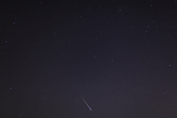 This full-frame view of a Leonid meteor was captured by astrophotographer Mike Hankey of Freeland, Md., before dawn on Nov. 17, 2012, during the peak of the annual Leonid meteor shower.