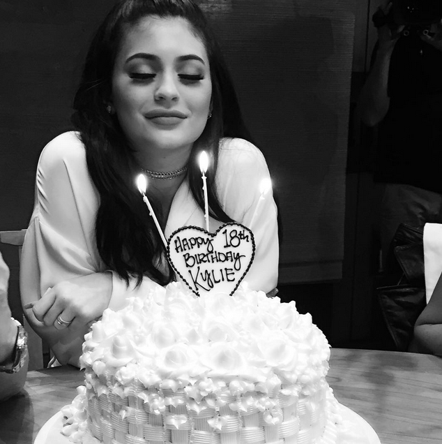 Kylie Jenner blowing out her birthday candles at Nobu Malibu.