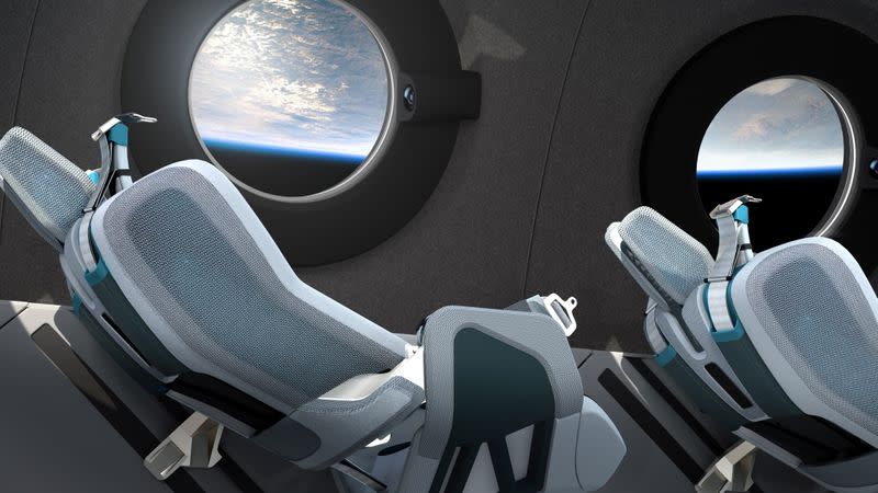 The interior cabin of billionaire Richard Branson's space tourism firm Virgin Galactic's SpaceShipTwo is seen in an artist's rendition