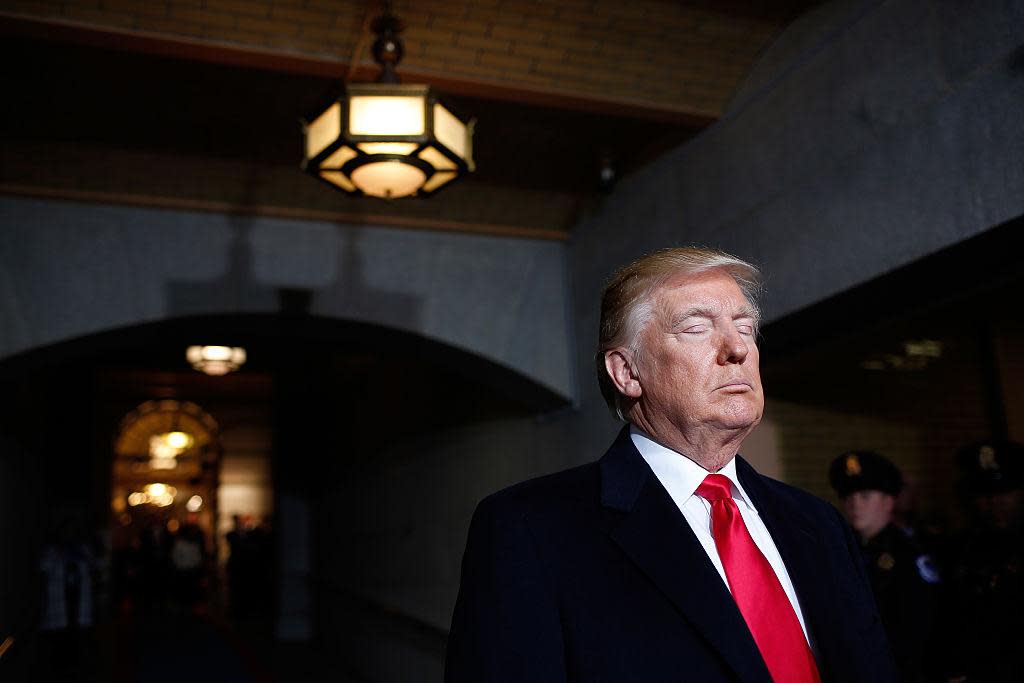 WASHINGTON, DC - JANUARY 20: U.S. President-elect Donald Trump arrives on the West Front of the U.S. Capitol on January 20, 2017 in Washington, DC. In today's inauguration ceremony Donald J. Trump becomes the 45th president of the United States: Win McNamee/Getty