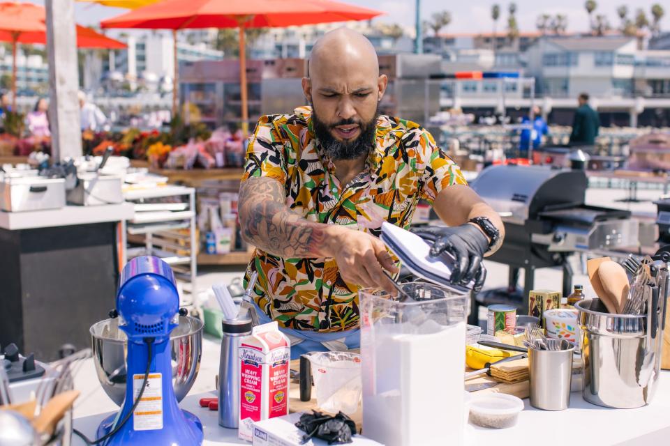 Pensacola chef Edward Lordman cooks during an episode of the Food Network's new "Beachside Brawl" series.