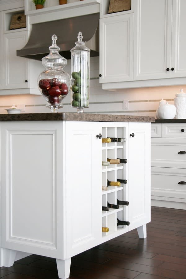 Here’s another unexpected spot to squeeze in a wine rack.