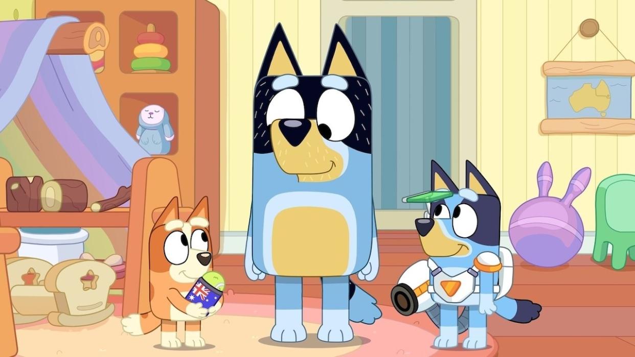  Bandit with Bingo and Bluey in Bluey. 