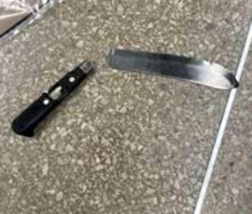 Young dropped a knife before flying into a rage. Obtained by NY Post