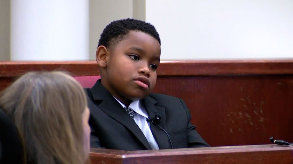 Zion Carr, Atatiana Jefferson's nephew, was one of the key witnesses at Aaron Dean's trial on December 5, 2022. - Pool/KTVT